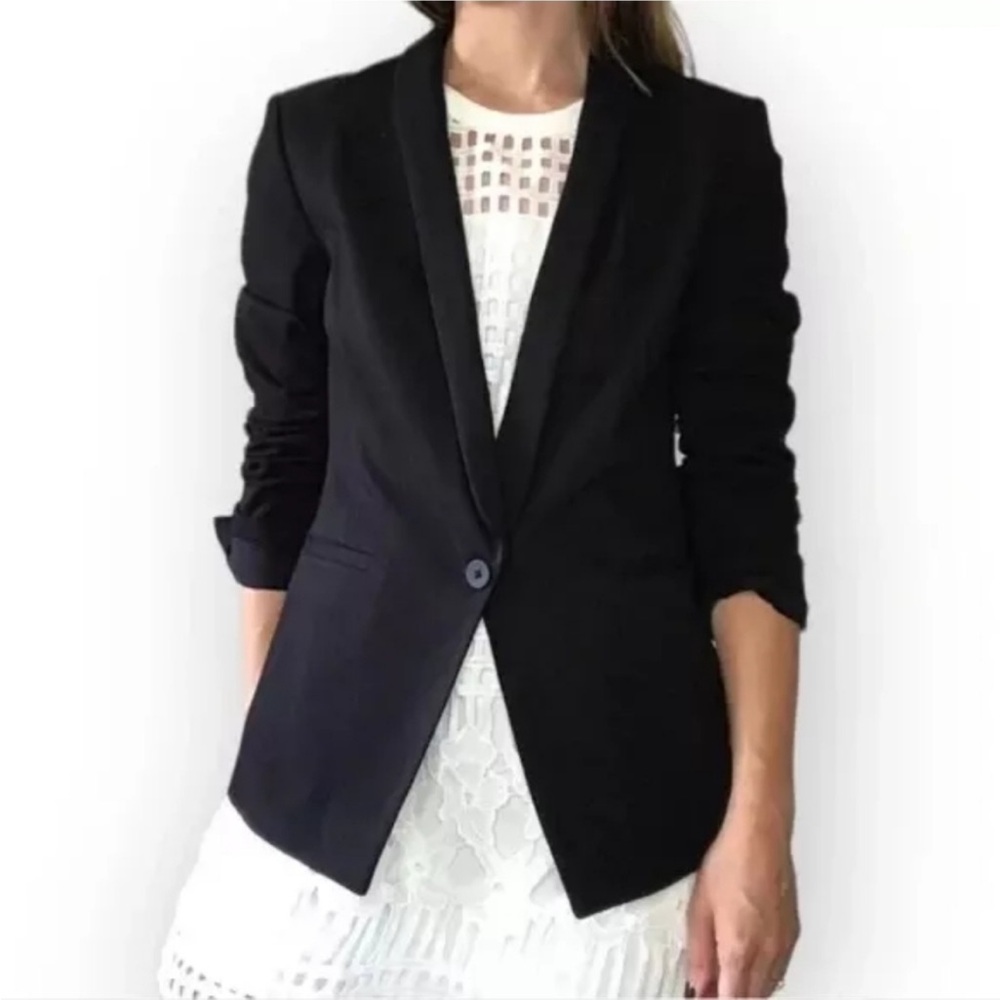 Madewell Duskfall Drape Black One Button Blazer Jacket - Womens 6
